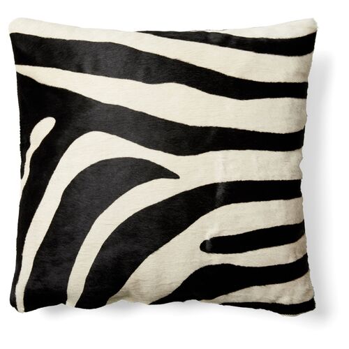 Zebra Hide Pillow, Black/White~P76388536