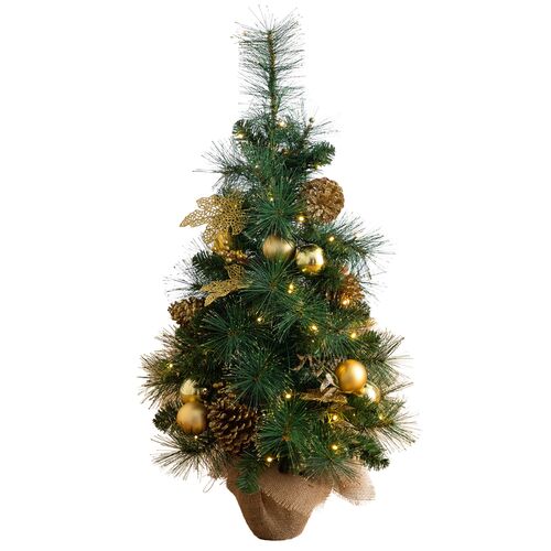 3ft. Pre-Lit Christmas Tree with Gold Ornaments & Pinecones 3ft. Pre-Lit Christmas Tree with Gold Ornaments & Pinecones