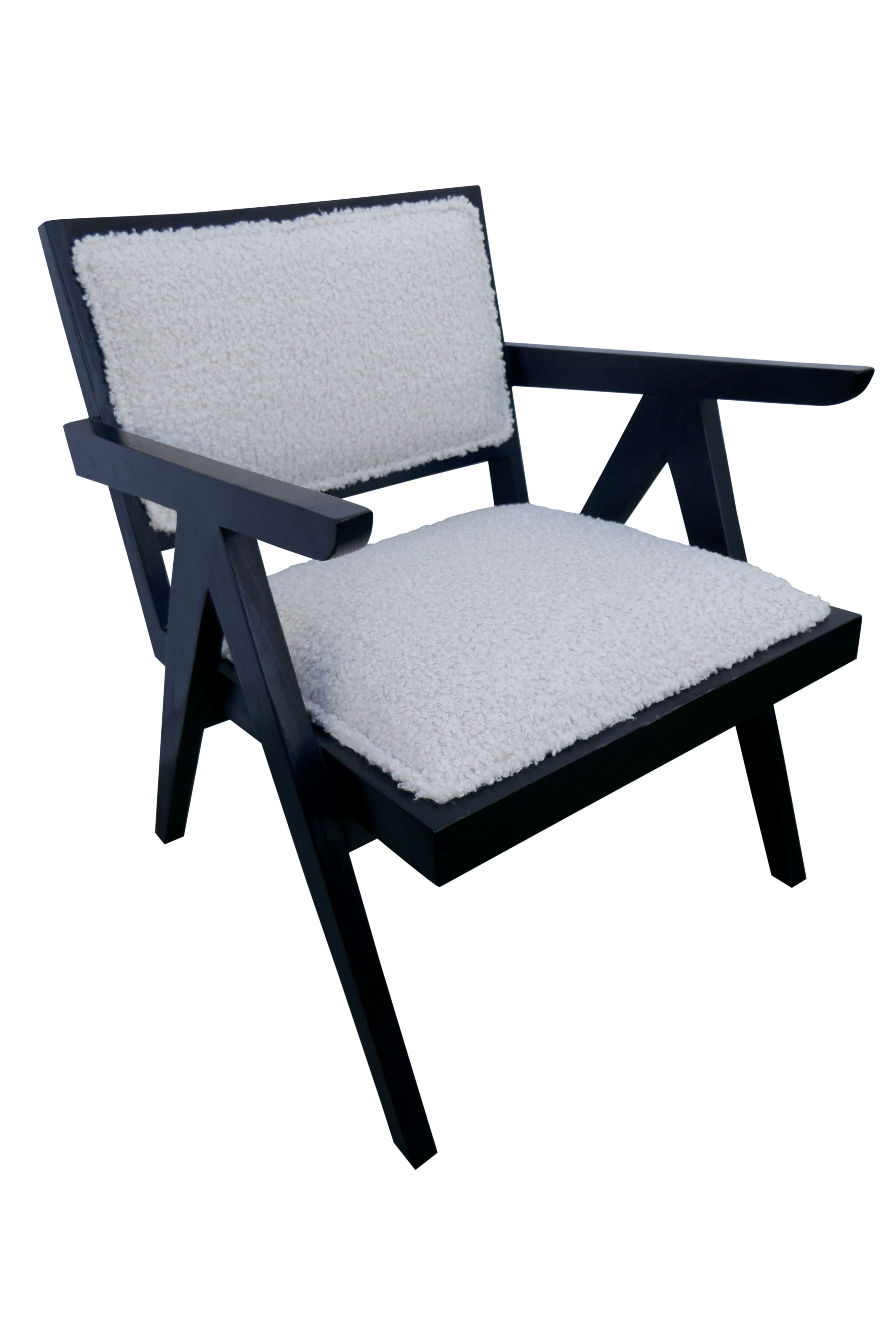 Oak & Natural Shearling Ebony Armchair~P77674007