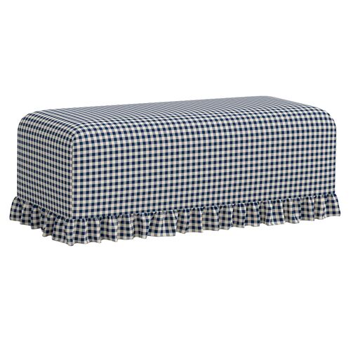 Maggie Ruffle Slipcover Dining Bench, Classic Gingham Maggie Ruffle Slipcover Dining Bench, Classic Gingham