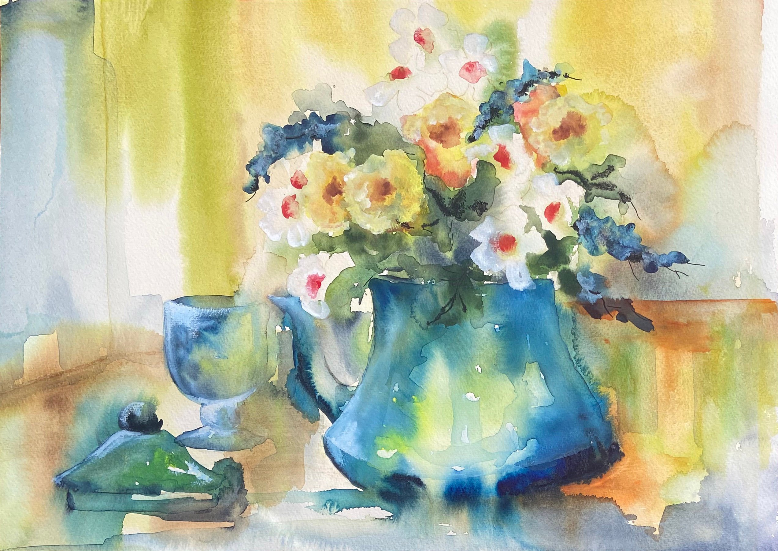 Spring Flowers in a Blue Jug, 1960s~P77604961