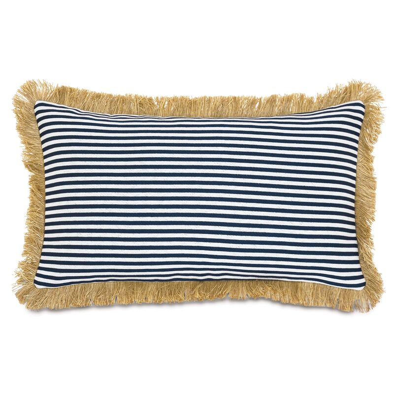 Ahoy Lumbar Outdoor Pillow, Navy/Tan
