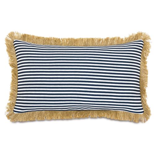 Ahoy Lumbar Outdoor Pillow, Navy/Tan~P77610189