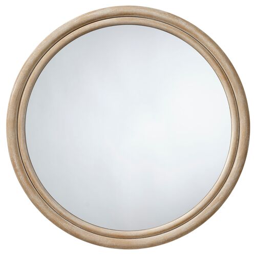 Riley Round Wooden Wall Mirror, Natural