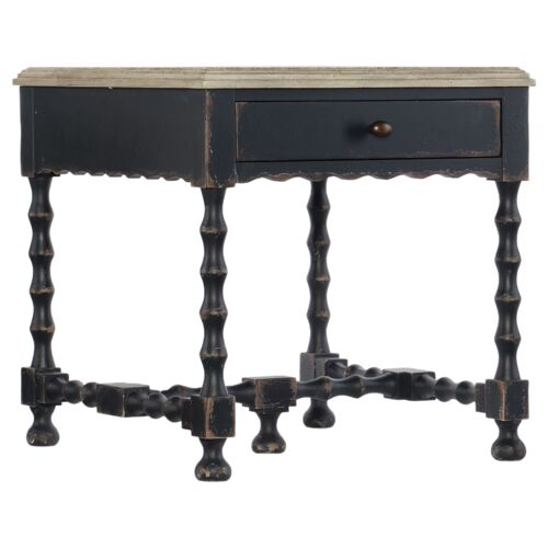 Ciao Bella Rectangular End Table, Flaky White/Black