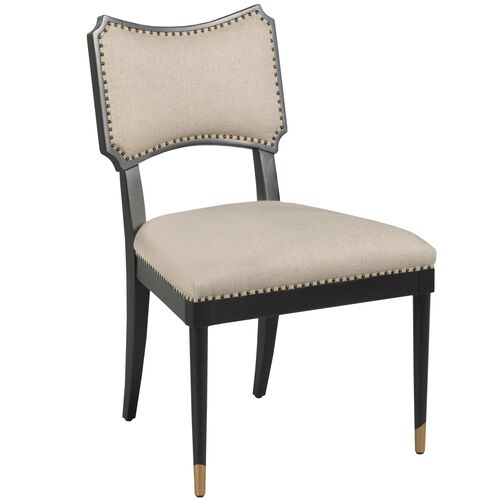 Powers Side Chair, Black/Natural Linen