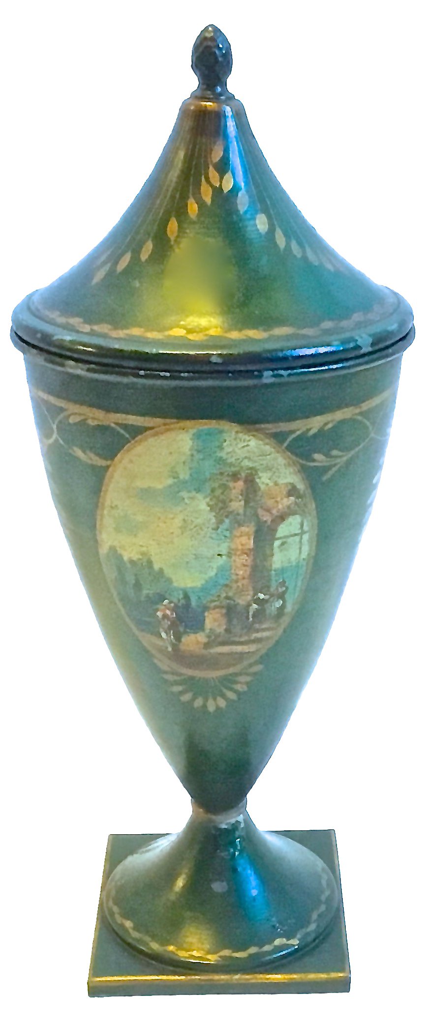 Tole Hand-Painted Chestnut Urn~P77509392