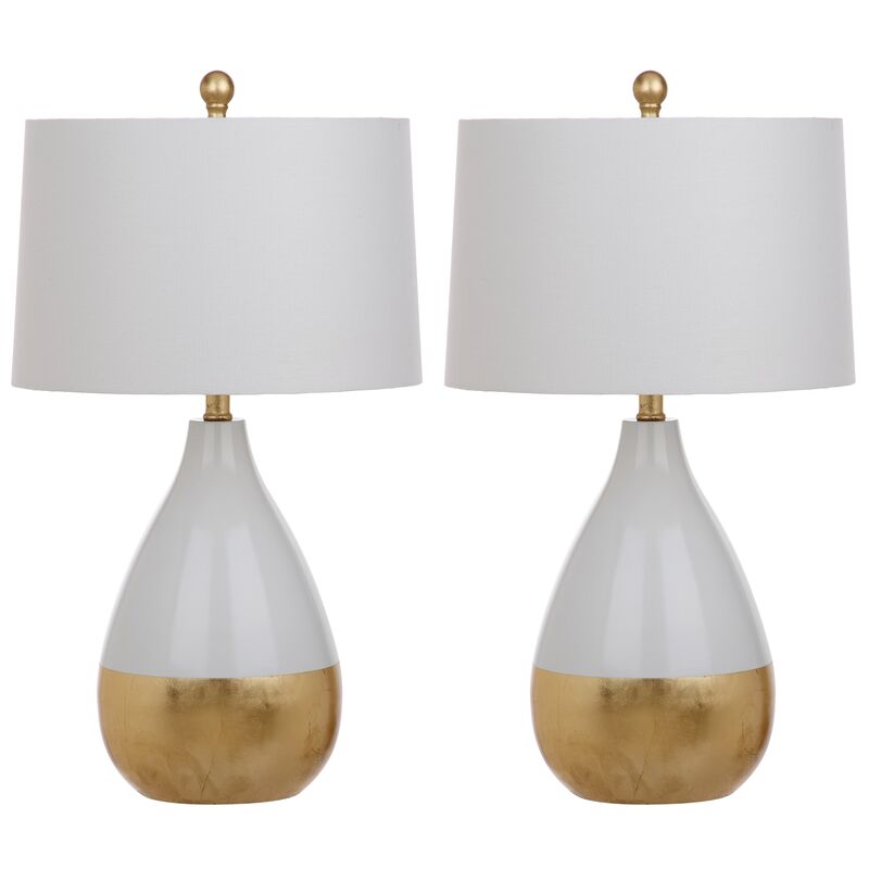 S/2 Caudell Table Lamps, White/Gold