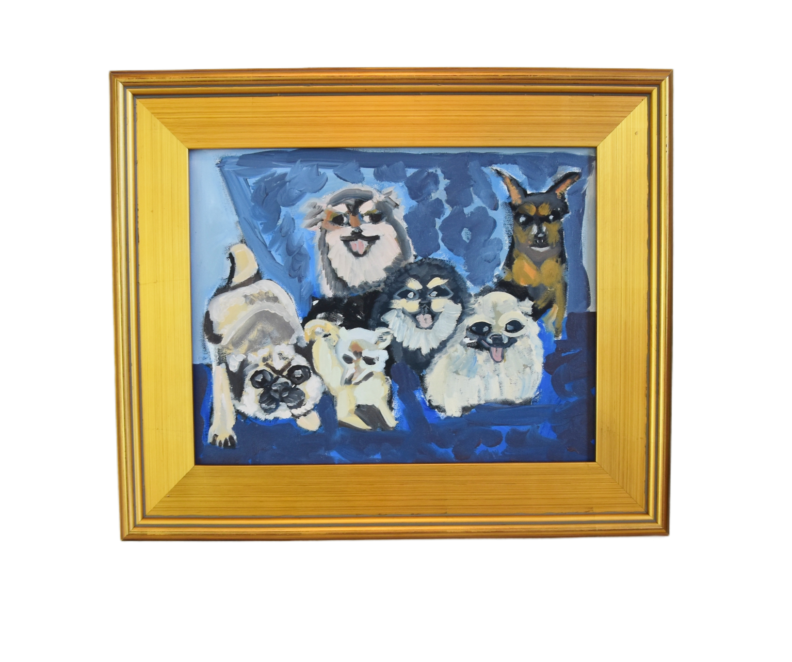 Doggie Best Friends Folk Art Painting~P77688889