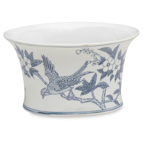 10" Ceramic Bird Planter, Blue/White~P77306433