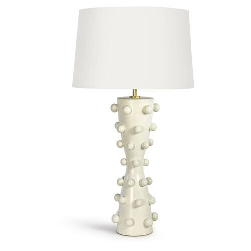Pom Pom Ceramic Table Lamp, White~P77639087