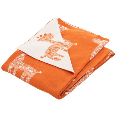 Giraffe Baby Blanket, Orange/Natural~P77532189