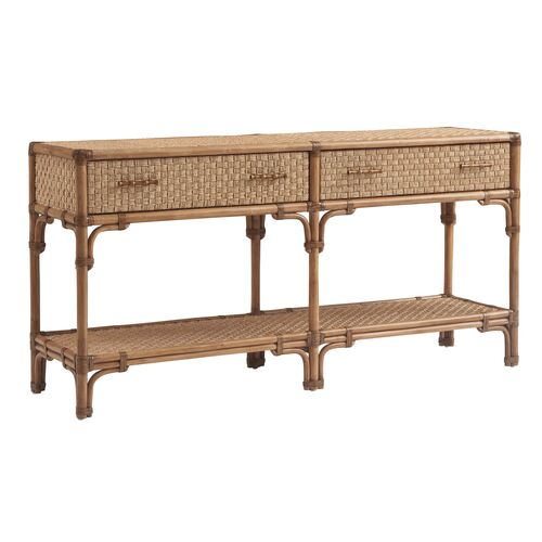 Sailfish Point 2-Drawer Bamboo/Rattan Sideboard, Sunwashed