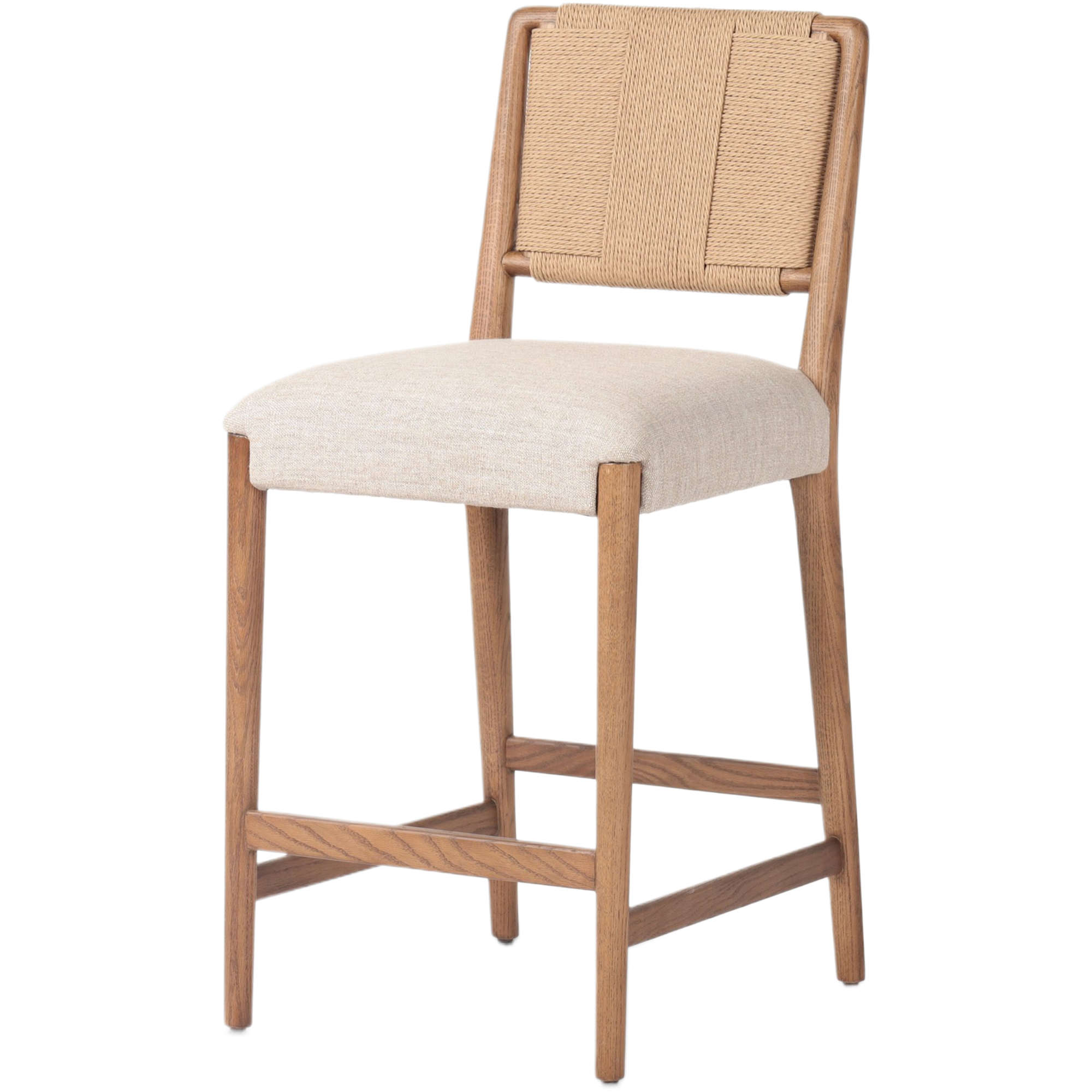 Jensen Woven Rush-Back Counter Stool, Alcala Wheat Linen