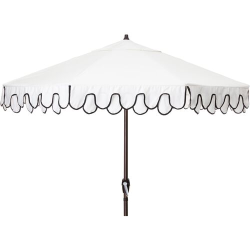 Phoebe Double Scallop Patio Umbrella, Black/White~P77572082