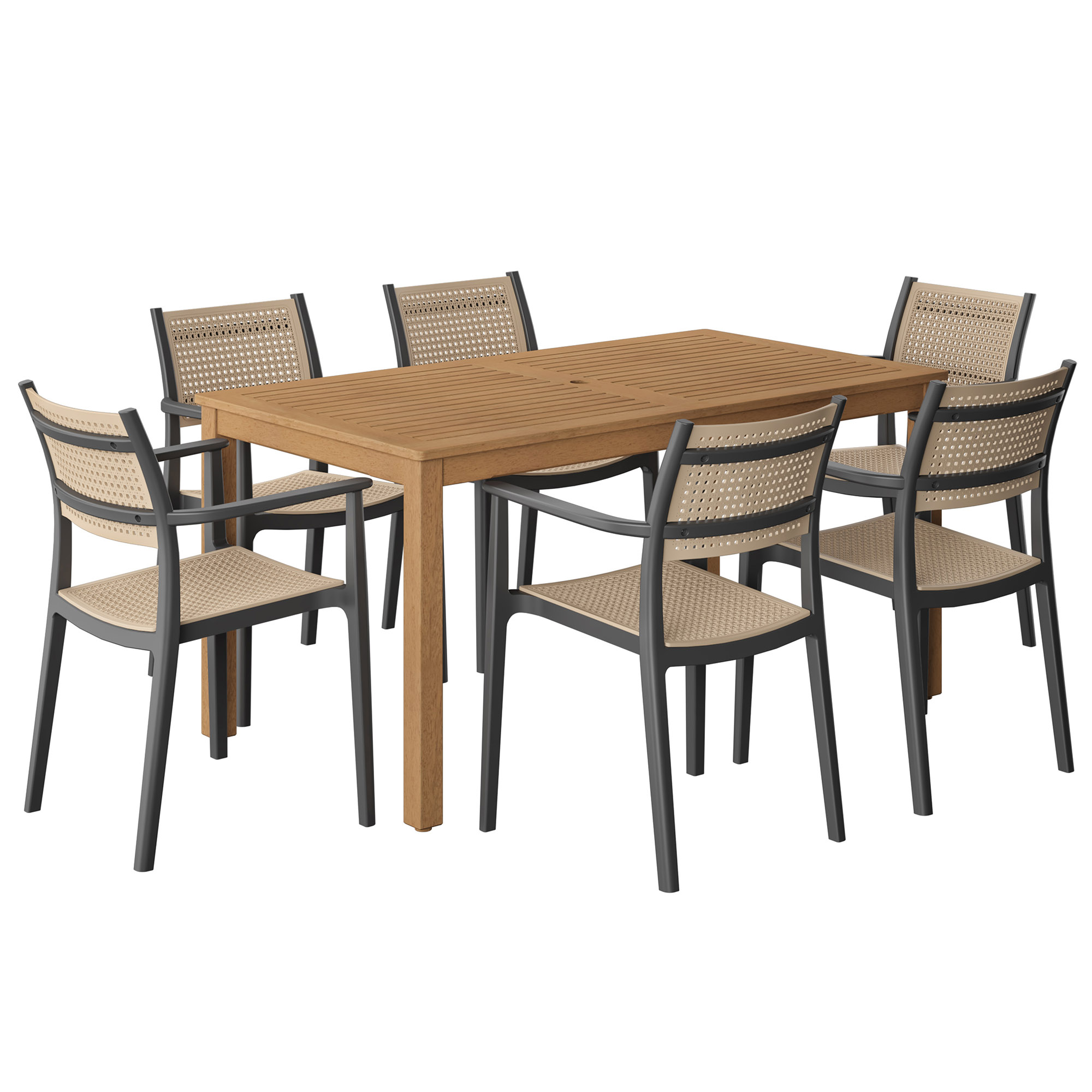 Tulum 7-Pc Outdoor Teak Dining Set Tulum 7-Pc Outdoor Teak Dining Set
