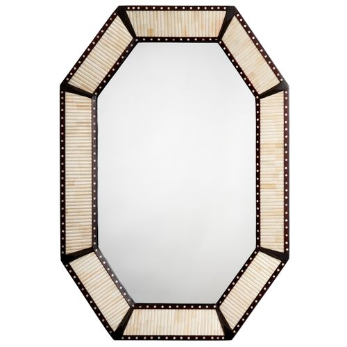 Colony Octagonal Wall Mirror, Camel/Brown/Ivory