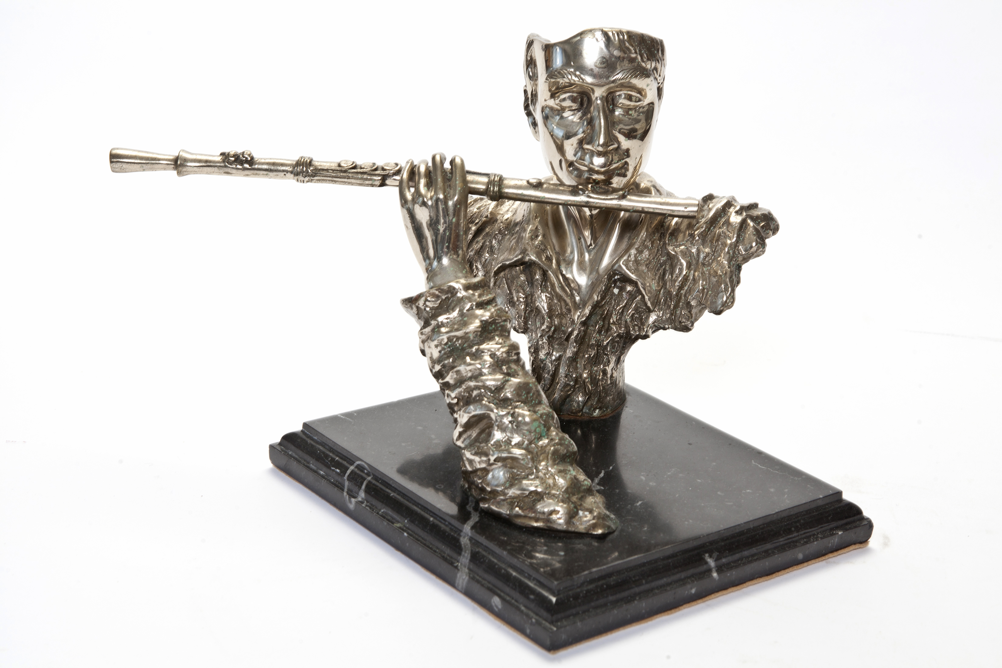 Flautist Sculpture on Marble Base~P77597171
