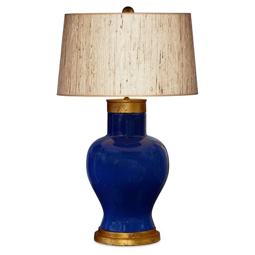 Cleo Seagrass Table Lamp, Navy/Gold~P77414328