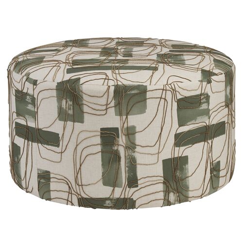 Rendova Ottoman, Large Pattern Green Rendova Ottoman, Large Pattern Green