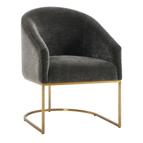 Fabio Velvet Dining Chair, Gold/Gray