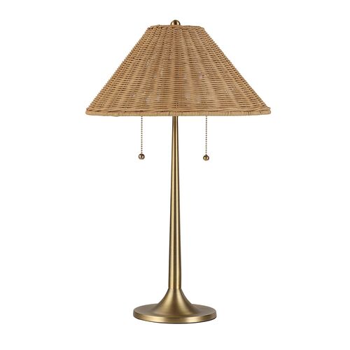 Vian Rattan Shade Table Lamp, Natrual/Dark Antique Brushed Brass Vian Rattan Shade Table Lamp, Natrual/Dark Antique Brushed Brass