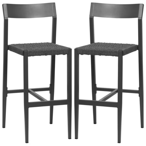 S/2 Graystone Outdoor Rope Barstools, Gray