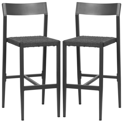 S/2 Graystone Outdoor Rope Barstools, Gray