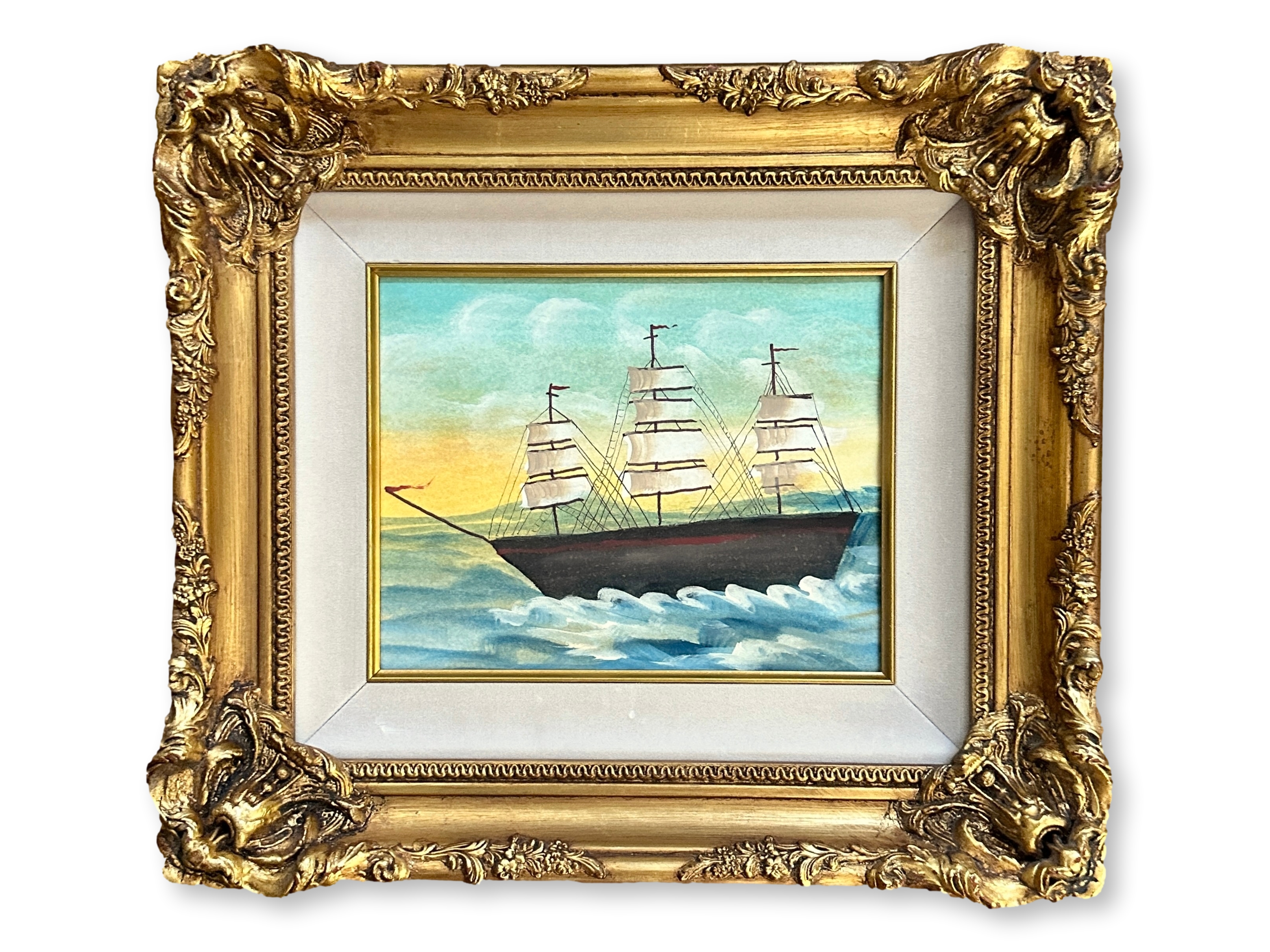 Folk Art Clipper Ship Watercolor~P77718962