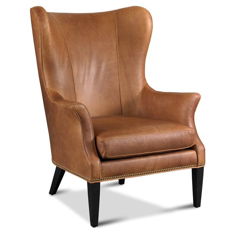Tristen Wingback Chair, Saddle Leather