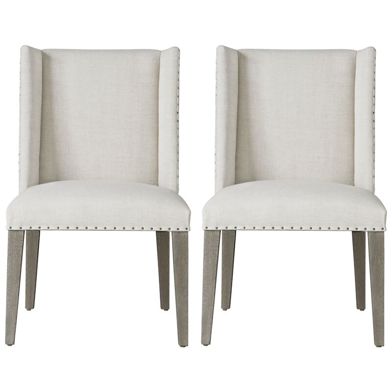 S/2 Tyndall Side Chairs, Ivory/Flint