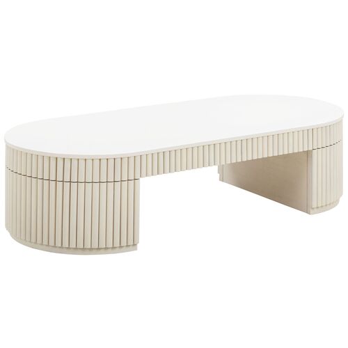 Stella Oval Fluted Coffee Table, Cream