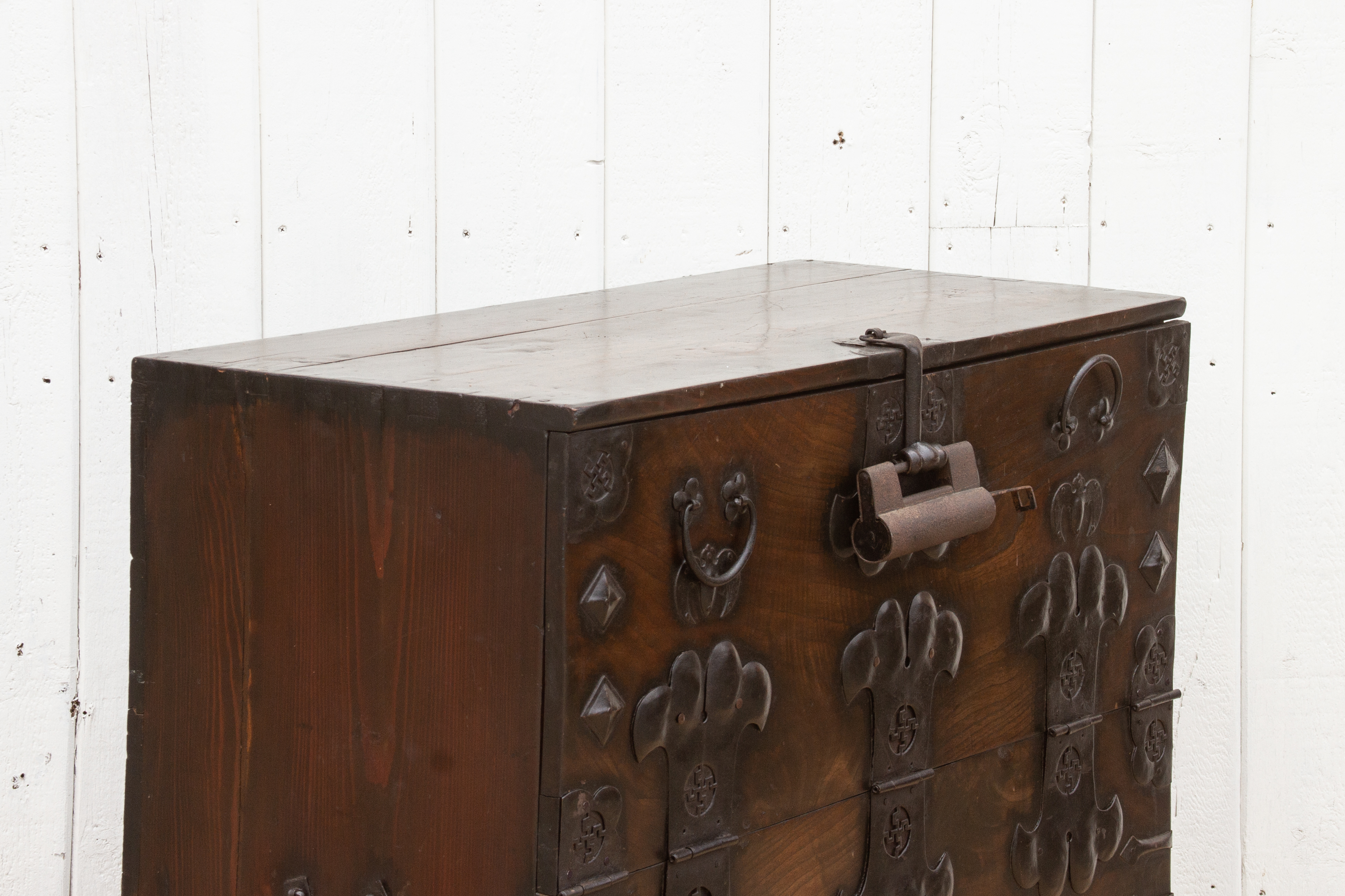 Antique Korean Metal & Wood Cabinet~P77679112