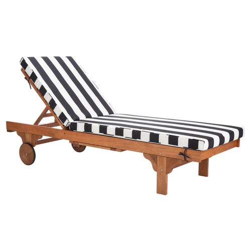 Siesta Outdoor Chaise, Black/White Cabana~P77519936