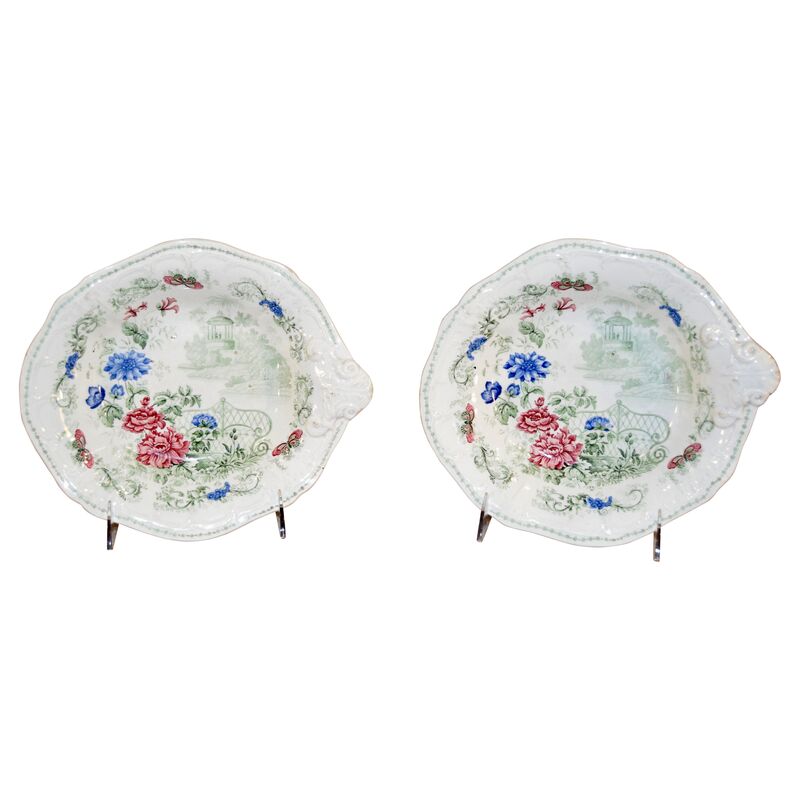 19th-C. Shaped Dishes, Pair