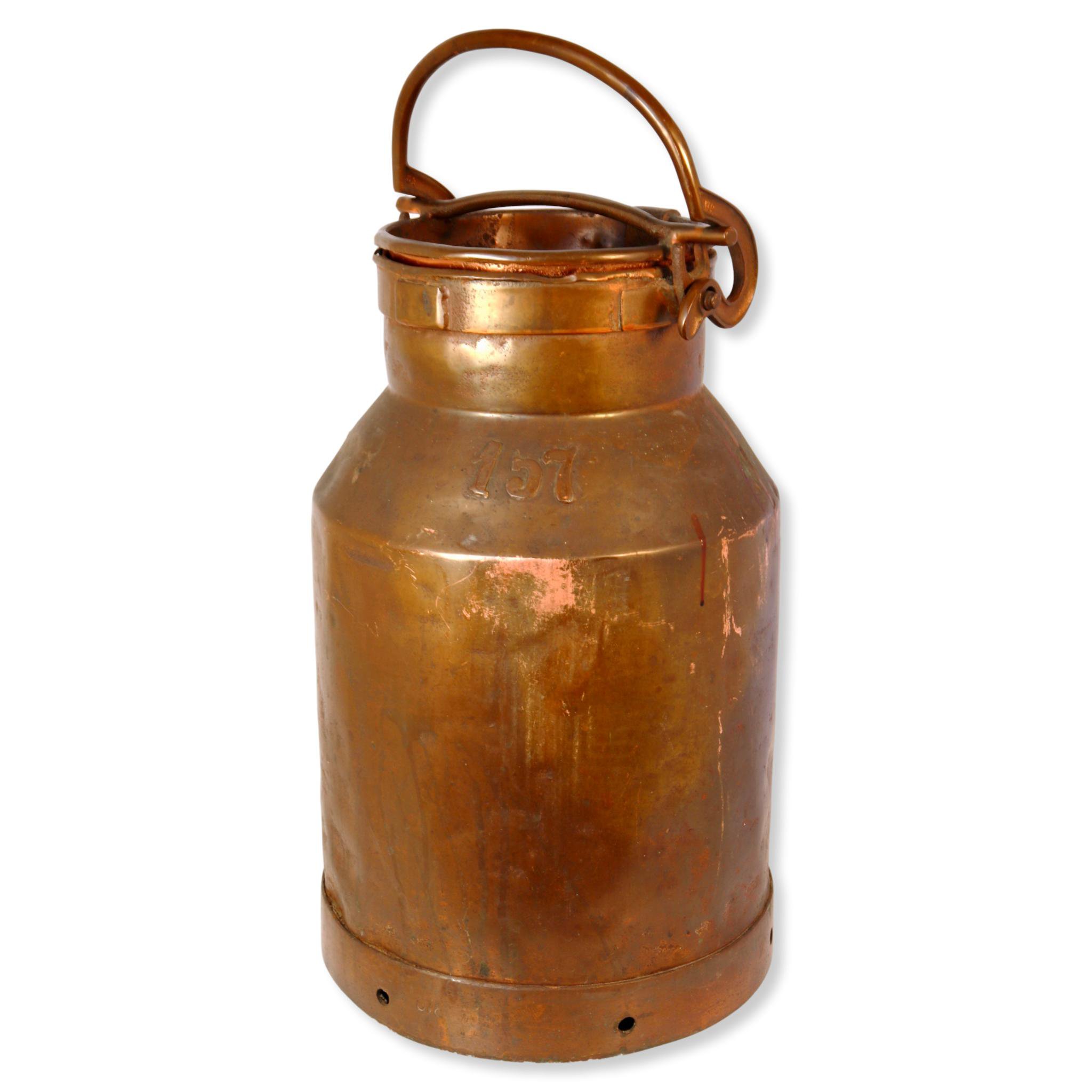 Large French Copper Dairy Milk Can w/Lid~P77618652