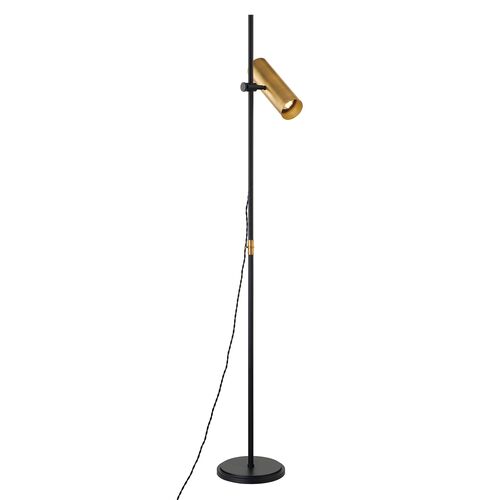 Quinn Adjustable Floor Lamp, Patina Brass/Black