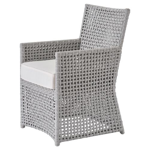 Coastal Living Kenji Outdoor Dining Chair, Light Gray/White