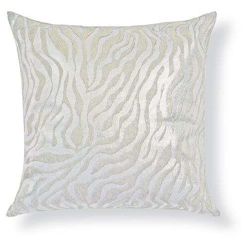 Zebra Striped Pillow, Silver~P76388513