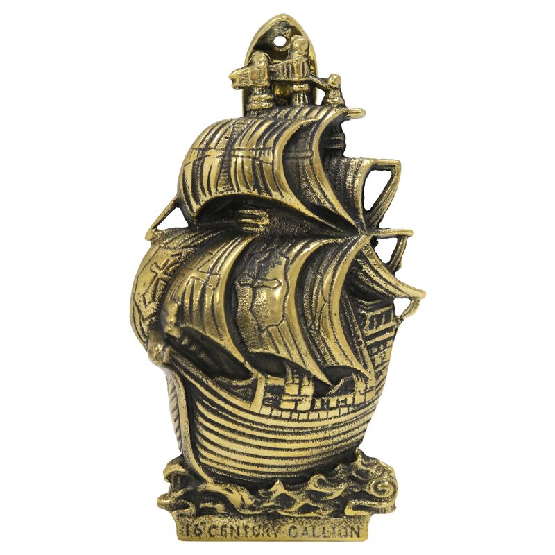 Reclaimed Brass Galleon Door Knocker Nautical Decor Vintage Brass Ship Door Knocker Front Door Knocker Brass Antique Ship Knocker