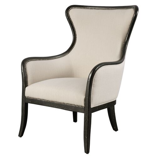 Rodolfo Wing Chair, Black/Brown
