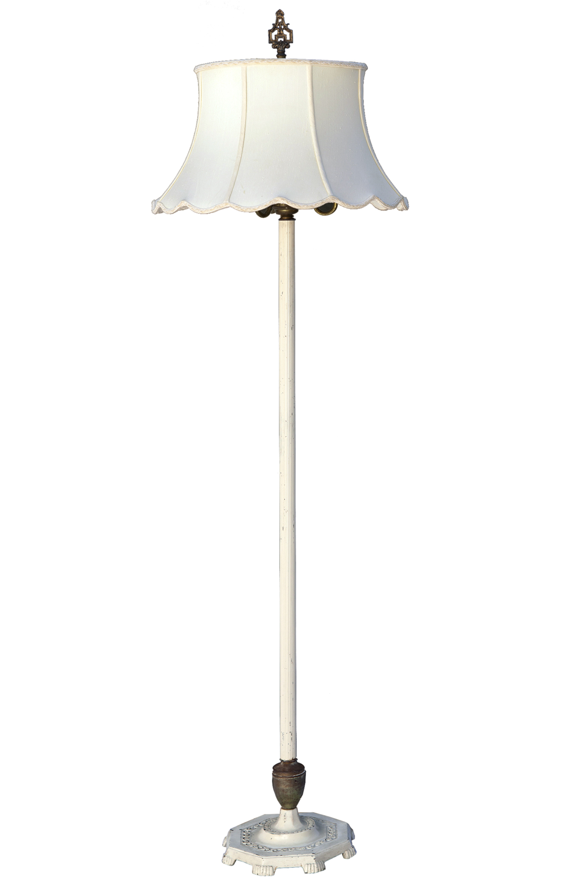 Art Deco Ivory & Brass Floor Lamp/ Shade~P77682286