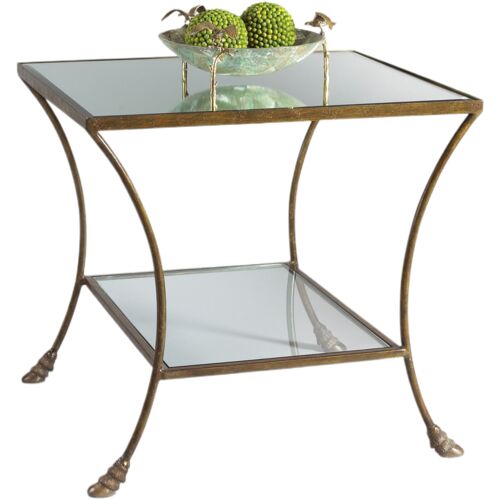 Kendal Iron & Glass End Table, Brown