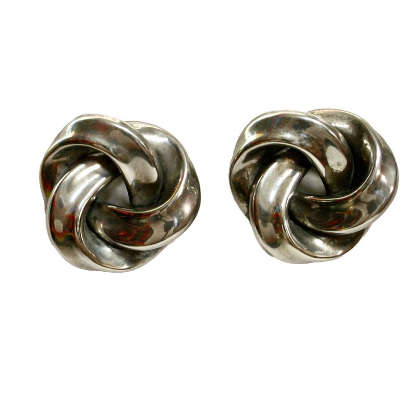 1980s Silver Knotted Earrings