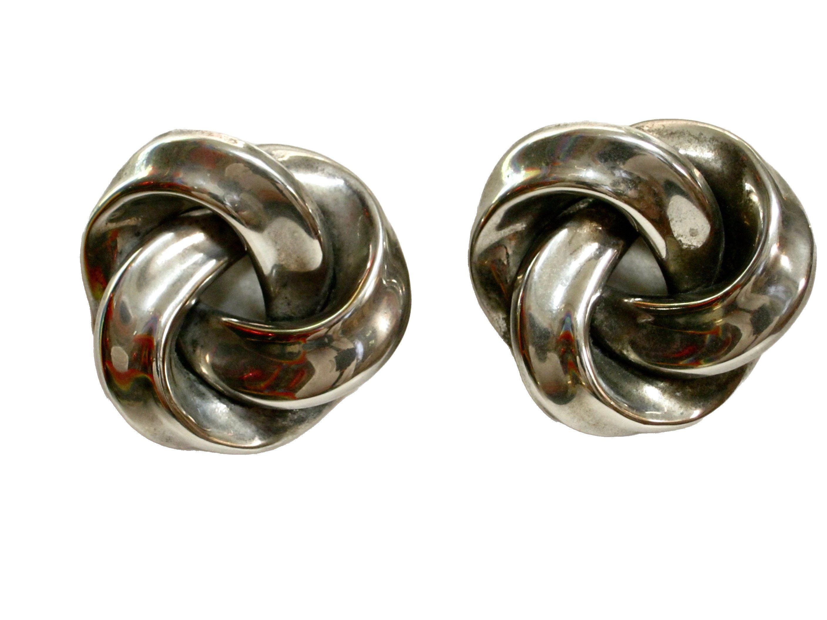 1980s Silver Knotted Earrings~P77634104
