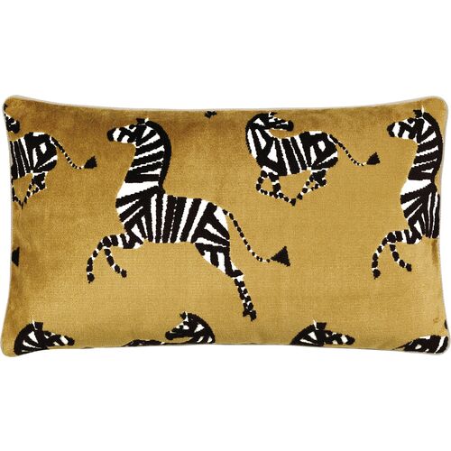 Kona Zebra Velvet Lumbar Pillow, Gold