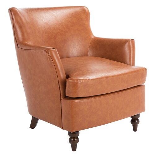 Beau Accent Chair, Cognac Faux Leather~P77648078