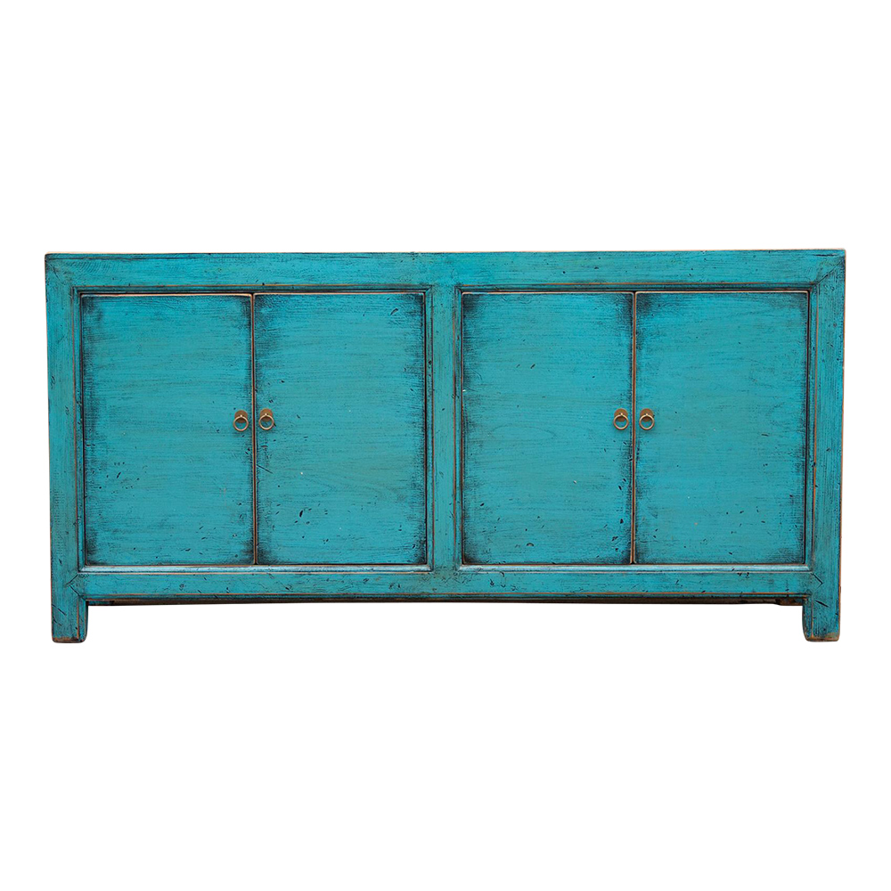 Asian Teal Blue Painted Sideboard~P77662843