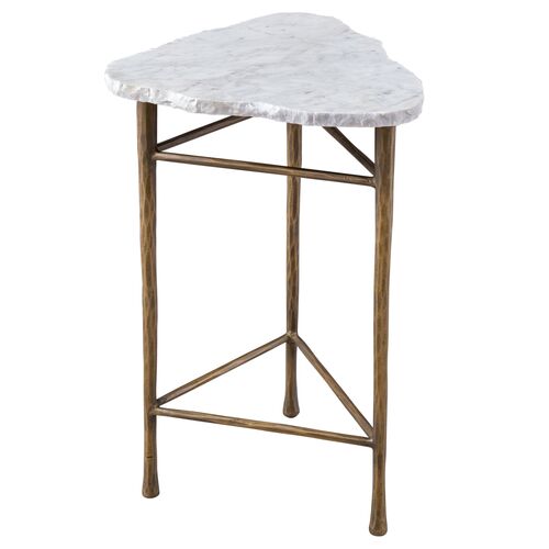 Huxley Accent Table, Antique Brass/White Marble