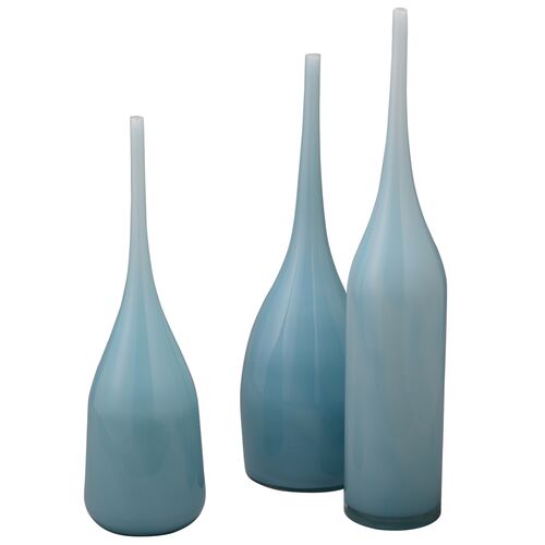 Asst. of 3 Pixie Glass Vases, Periwinkle Blue~P61334519